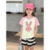 Brand Children's Clothing 2026 Summer New Style Girls' Short-Sleeved Tops Korean Style Cartoon Rabbit Pure Cotton T-Shirt Baby Clothes