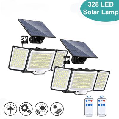 328 LED Lâmpada Solar Ao Ar Livre 348 Lâmpada de Parede IP65 À Prova D'Água Holofotes Lâmpada Sensor de Movimento Solar 3 Modo Luz de Rua Decoração de Jardim