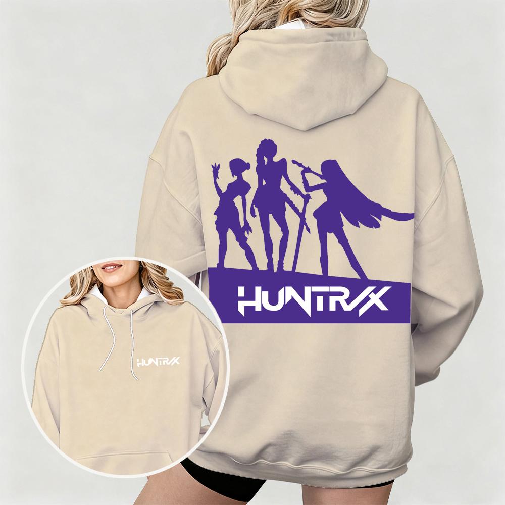 Women's KPop Demon Hunters Hoodie with HUNTRX Group Silhouette Prints Cozy for Autumn Winter Casual Outfits for Fan Collection