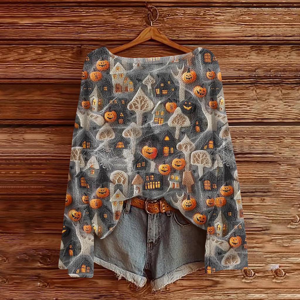 Women's Fashion Round Neck Long Sleeve Pullover Faux Sweater Knitted Pullover Top