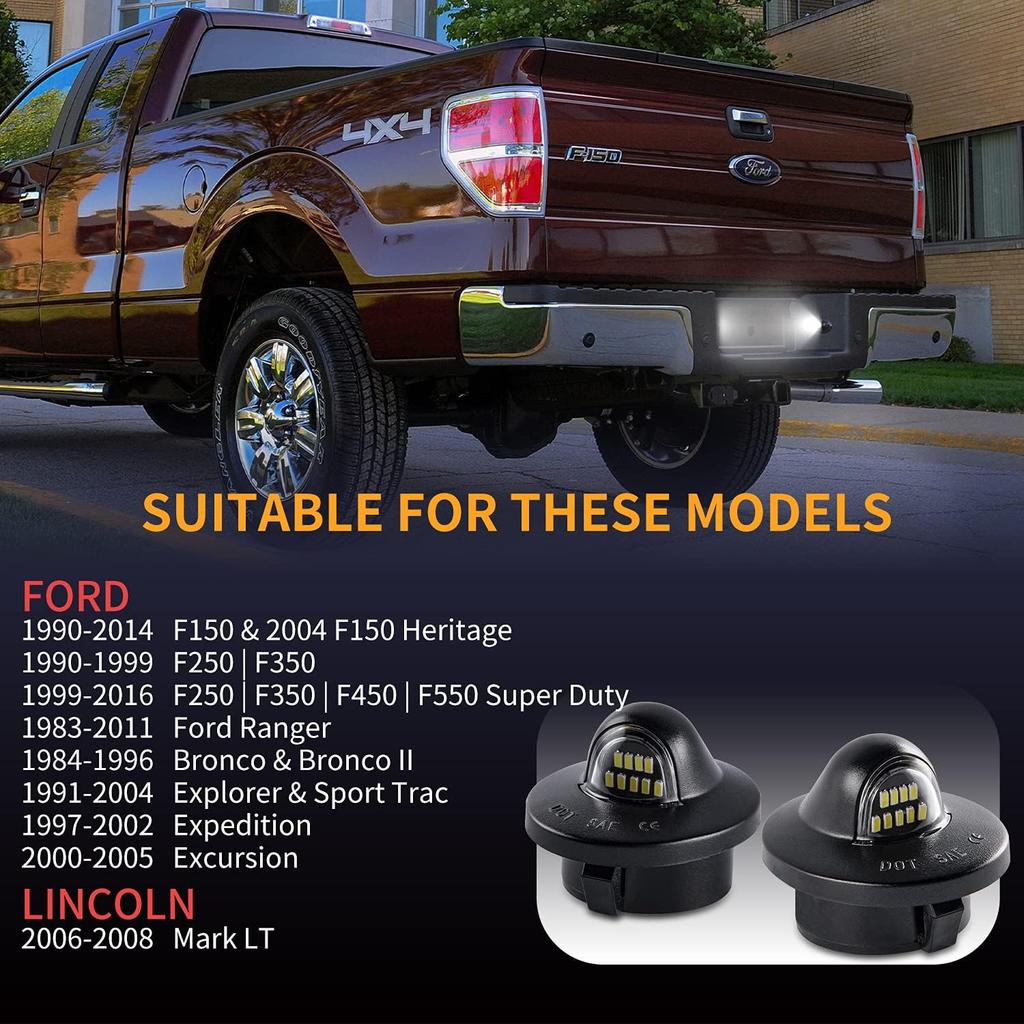 Gempro License Plate Light Assembly LED Tag Lamp Replacement for Ford F150 F250 F350 F450 F550 Superduty Bronco Excursion Ranger Expedition Explorer