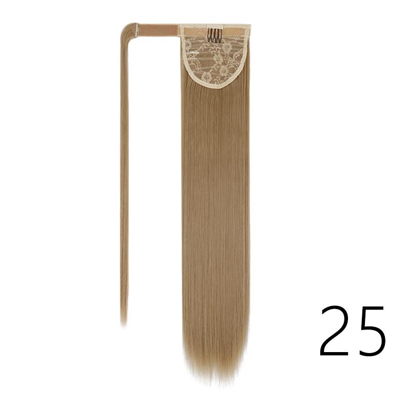 MERISIHAIR Women Long Straight Ponytail Wig Black Brown Synthetic High Temperature Fiber Ponytail Hair Extensions Daily Use