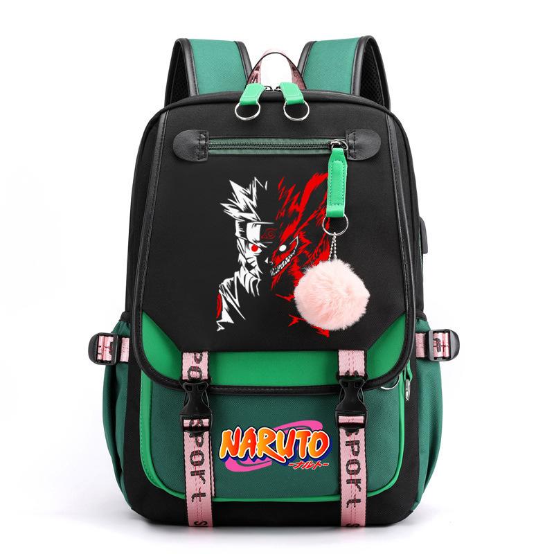 Naruto Anime Peripheral Printing Shoulder Back White Men's and Women's Leisure Outdoor Backpack Travel Bag Student School Bag