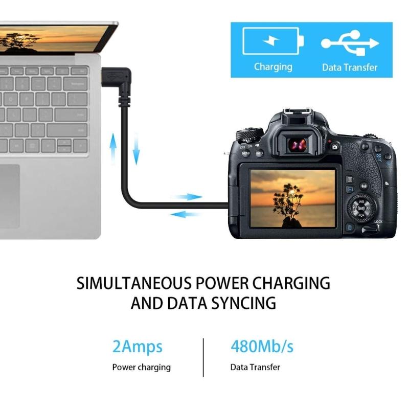 Mini USB to Type C Adapter Converter Cable for Camera Phone OTG Cable 90 Degree USB 3.1 Type C Male to Mini USB Transfer