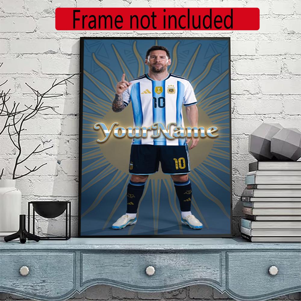 Messi Customize Your Name Diamond Painting Round Diamond Diy Frameless Holiday Artwork Suitable For Home Office Wall Decoration