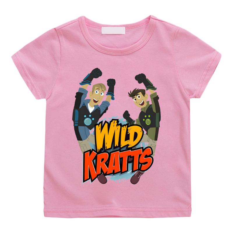 Wild Kratts Cartoon T-Shirt Anime-Druck Neues Baumwoll-T-Shirt Kinder Spaß-Top Abenteuer-Cartoon-Tees Coole Jungen Kurzarm-Kleidung