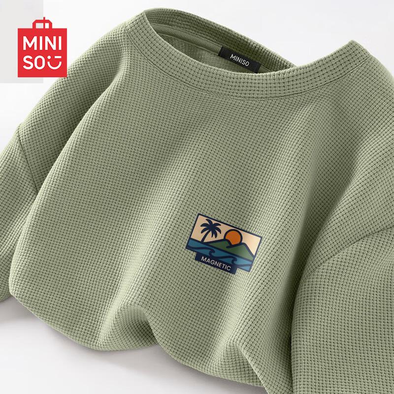 MINISO Men's Waffle Knit Heavyweight Casual T-Shirt