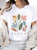 (Asian Size)  Print Short Sleeve T-shirts Flower Style 90s Fashion O-neck Female Casual Women's Top T Clothing  Graphic Tee