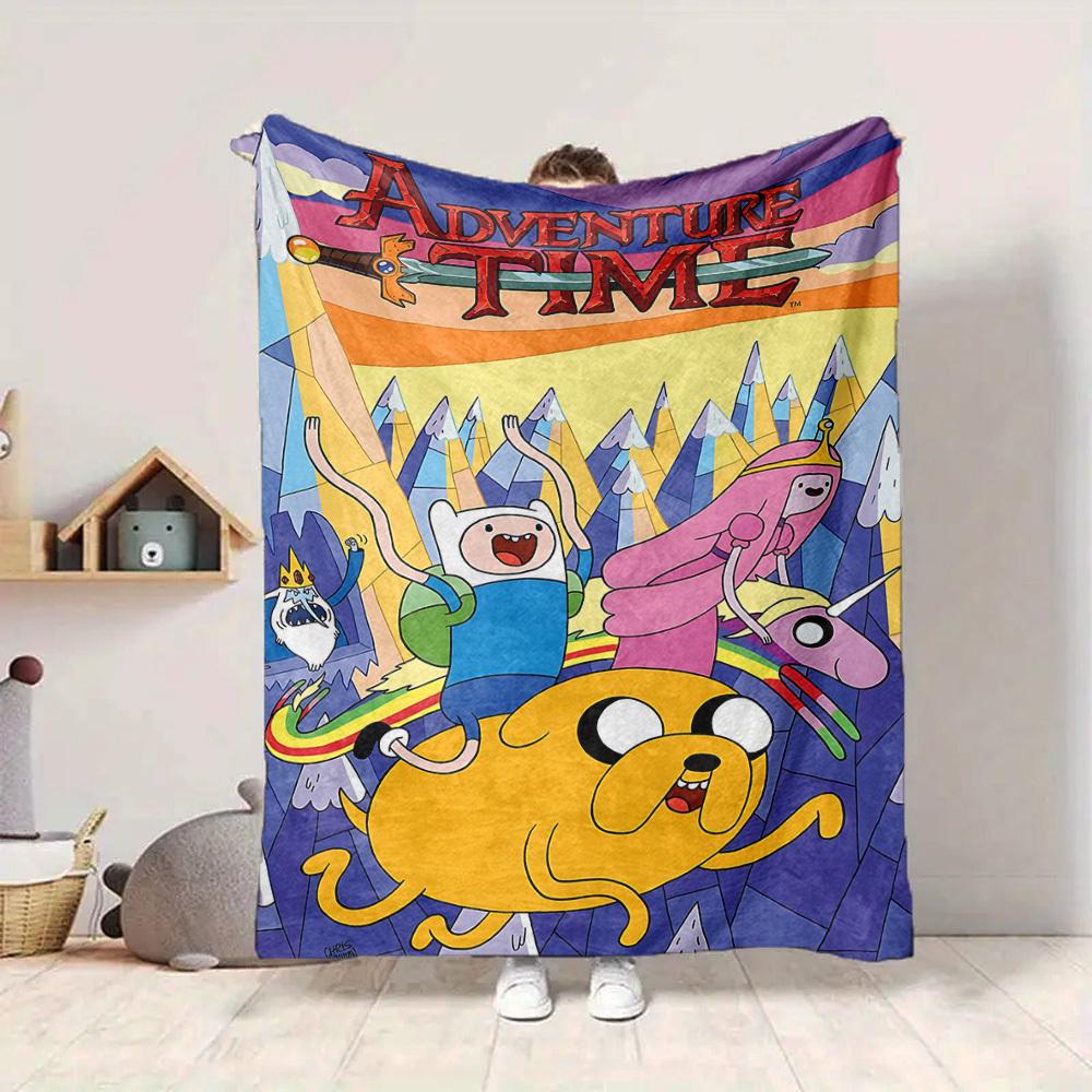 1pc Adventure Time Flannel Throw Blanket Lightweight Soft Warm All Season Blanket for Sofa, Bed, Travel,L1029045