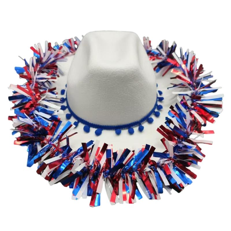 Шляпы Хомбург Ковбойские Шляпы с Уникальным Патриотическим Блеском Федоры Шляпа Цилиндр Патриотическая Шляпа Porkpie для Мальчика Мужчины Шляпа Тематическая Вечеринка