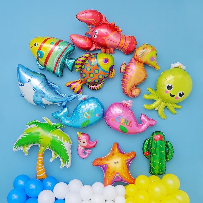 Mavouri Meerestiere Ballons - 7-teiliges Set Mit Delfin, Hai & Schildkröte Für Unterwasser-Partys