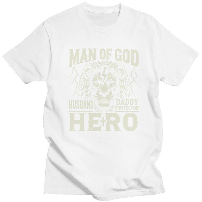 Anpassad Mode Guds Man Make Pappa Beskyddare Hjälte T-shirt Herr Kortärmade T-shirts Streetwear T-shirts Smal Passform T-shirts