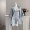 Elegant Ice Silk Lace Camisole & Robe Set for Women - Autumn/Winter Collection