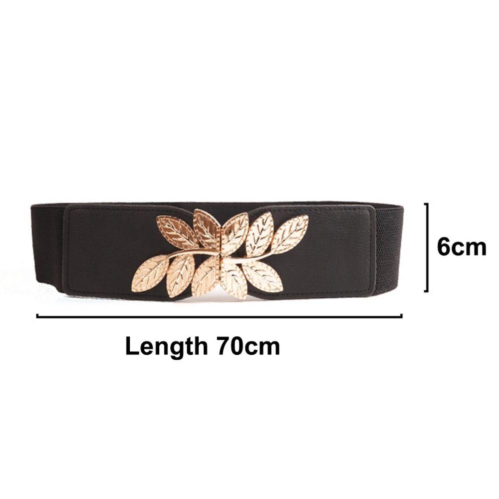 Creative Metal Buckle Women Elastic Band Waist Defining Comfortable Stretch Waistband Solid Color Dress Belt Jeans
