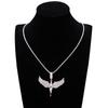 Unisex Vintage Angel Wing Pendant Necklace - Hip Hop Zircon Diamond Jewelry Accessories for Men and Women Sweater Chain
