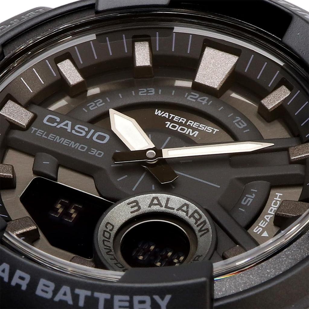 Casio AEQ-110W-1BV Men's World Time Analog-Digi Quartz Watch with Black Inverted LCD, Black, Overseas Model [Parallel Import]