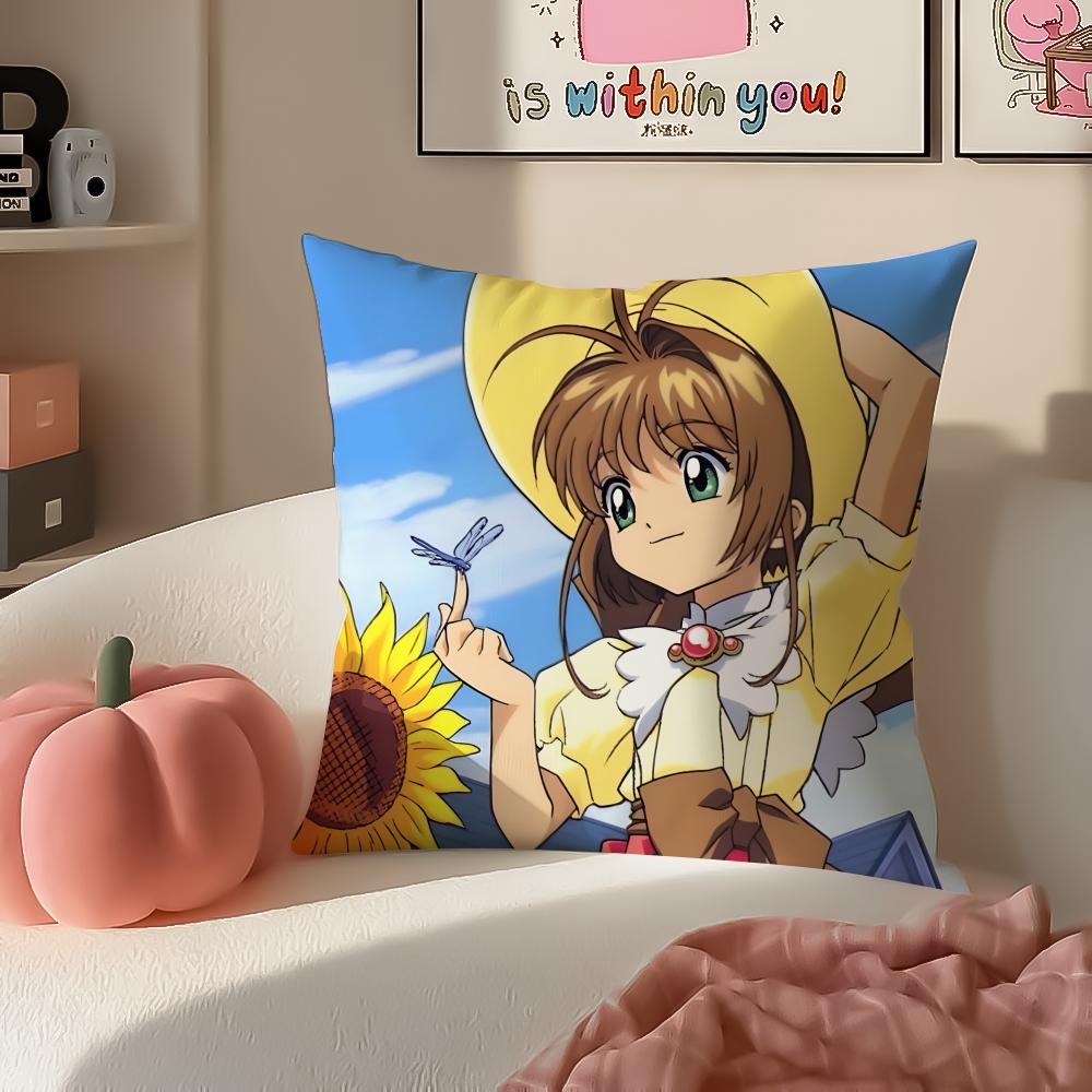 Magical Cute Japanese Anime CCardcaptor Sakura Cushion Cover Pillowcase Short Plush Invisible zipper Room Sofa Cushion Cover