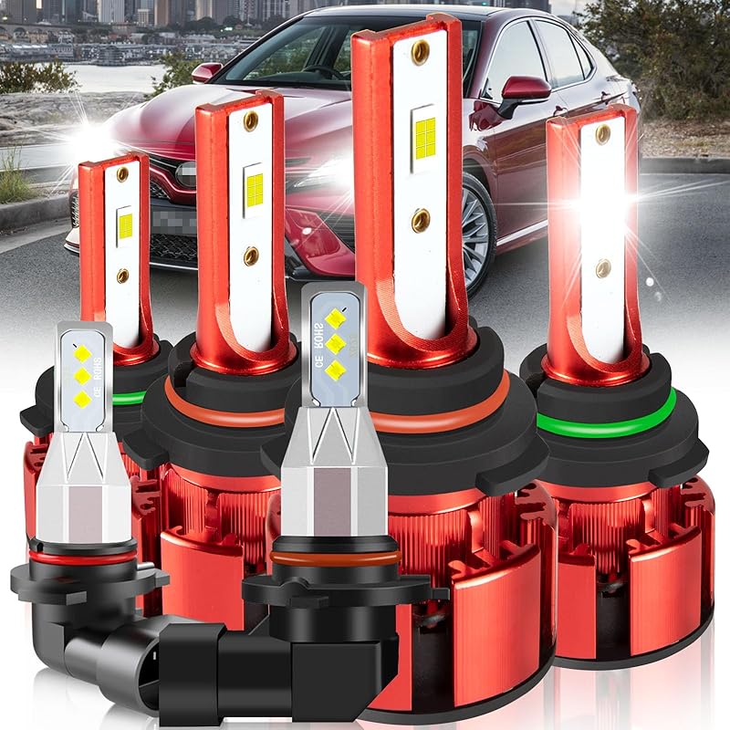 For Toyota Camry 2000 2001 2002 2003 2004 2005 2006 Light Bulbs, 800% Brightness Hi and Lo Beam+Fog Light Bulbs, Superfocused Beam Mode, 6500K White,