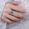 European and American new fashionable blue water drop-shaped gemstone inlaid with personalized luxury women's three-piece ring