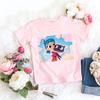 Kids Girl Pink Tshirt Baby Rainbow Kingdom Tops Toddler Tees Clothes Children Clothing Cartoon Short Sleeve Tshirt Casual Wear