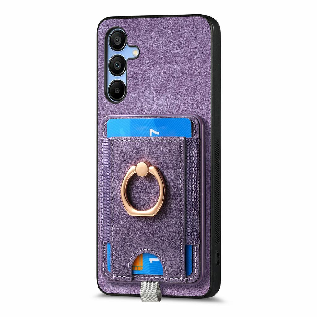 For Samsung Galaxy A16 4G/5G Magnetic Case Card Holder Ring Kickstand PU Leather Phone Back Cover