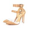 Women Sandals Stilettos  Summer Sexy Transparent PVC Fashion Pointed Toes High Heels Ankle Strap Sandal Party Wedding Shoes