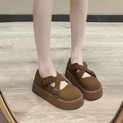 Vintage French All-match Thick Sole Shallow Mouth Single Shoes Women 2024 New Summer All-match Round Head Single Shoes