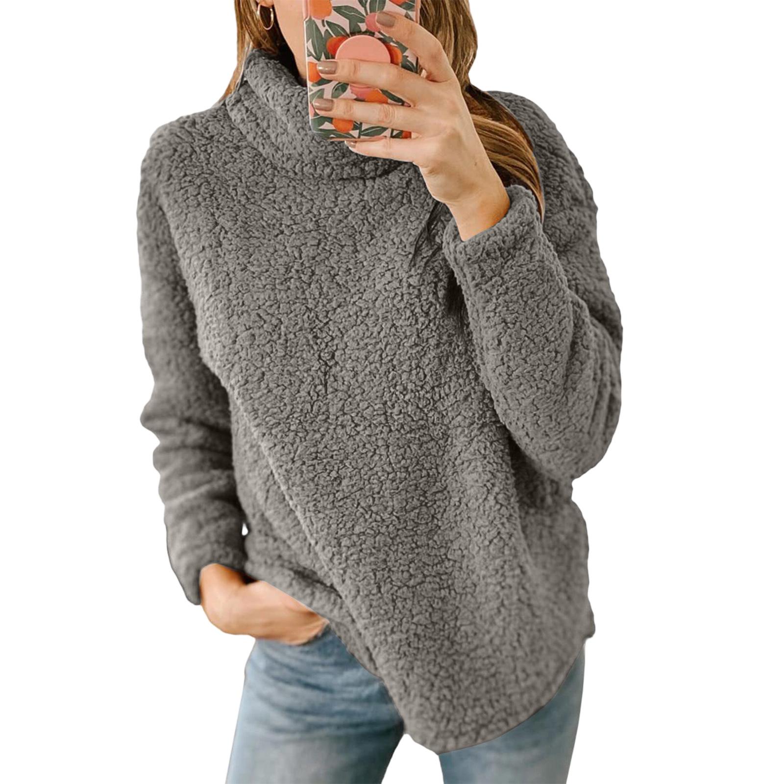 

Girls Color Plush High Neck Women s Casual Fashion Top Hoodie L