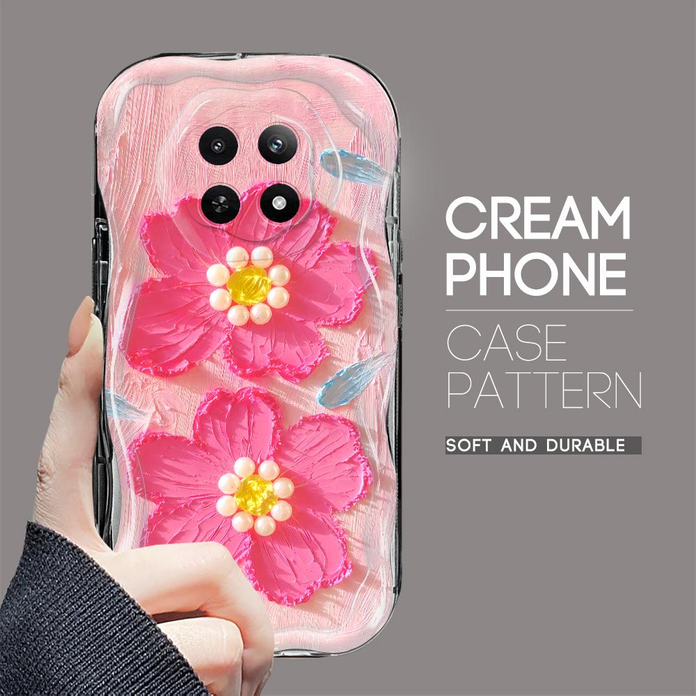 Kreslený vzor krémová textura pouzdro vlnitý okraj měkký silikonový kryt pouzdro na telefon pro OPPO Reno Realme OnePlus Vivo