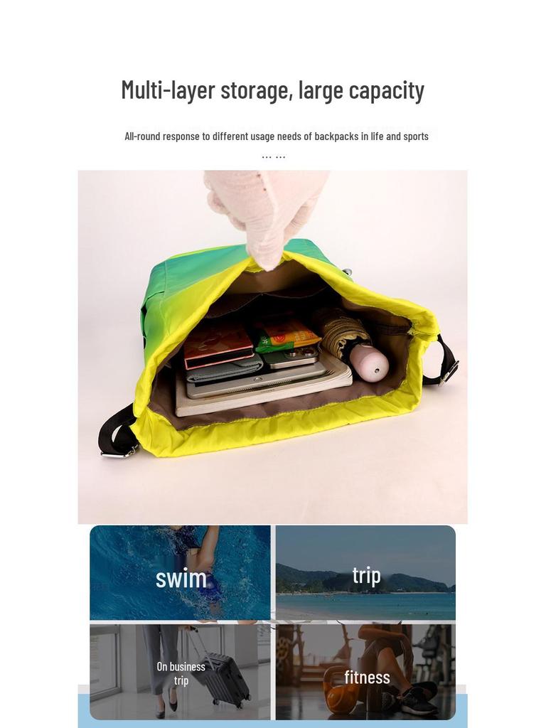 Lightweight Foldable Drawstring Backpack for Travel and Sports Fitness