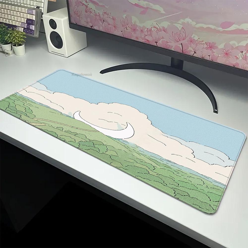 Large Cute Plant Mouse Pad Office Table Carpet Green Mousepad Desk Mat Rubber Big Mause Mat Non-Slip Keyboard Mat XL 100x50cm