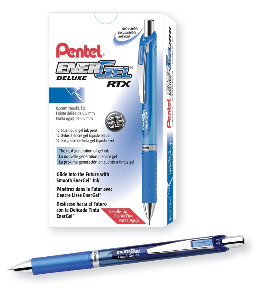 Pentel Energel Automatic Rollerball Pen Blue Bln75-C