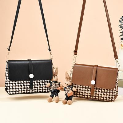 Špičková Niche taška s kohoutí stopou pro ženy, Módní nová vlněná taška přes rameno crossbody malá čtvercová taška, Všestranná