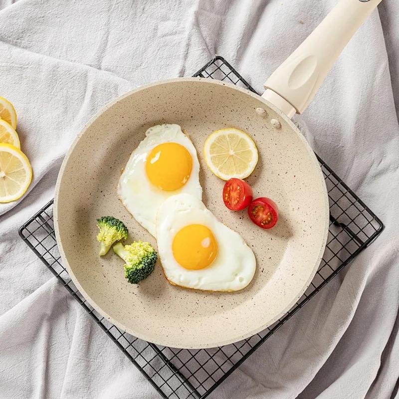 

New Non-Stick Flat-Bottomed Pot Sauce Pans Japanese Jam Omelet Pot Maifan Stone Thick Frying Pan Egg Cooker Kitchen Accessorie