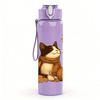 1PC Autumn Cat With Pumpkin 750ml Color Plastic Sports Water Bottle Leakproof Flip Straw Lid Suitable for Sports Office Home Use
