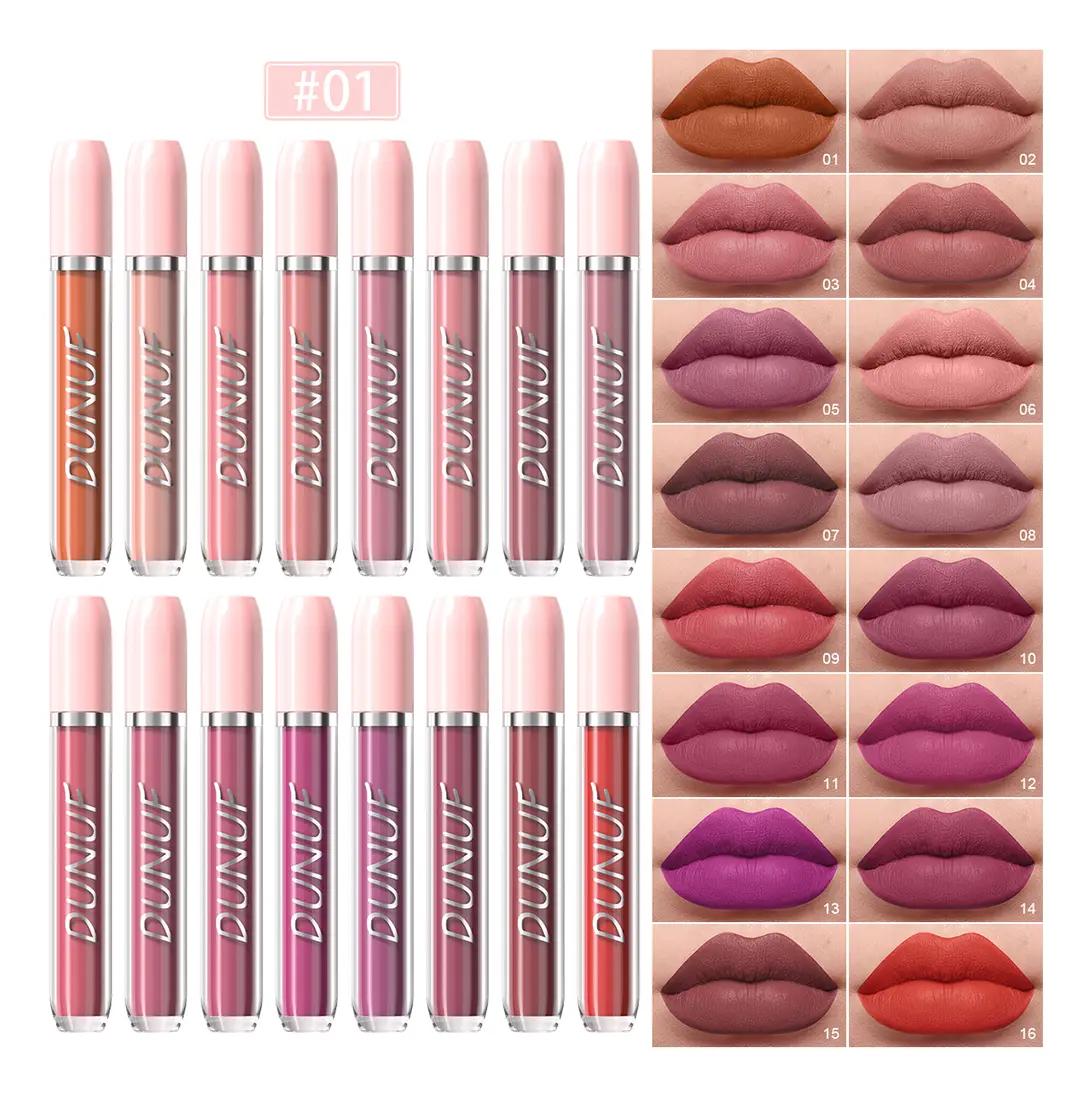 Set Of 16 Dunuf Waterproof Matte Liquid Lipsticks