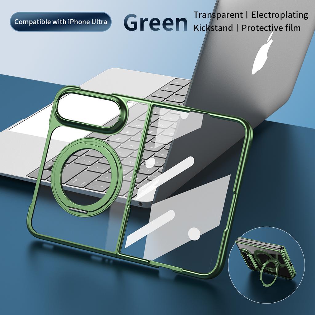 360 Degree Rotating Electroplated Transparent for Magsafe Magnetic Bracket Phone Case, for IPhone Ultra Screen Protector Cover