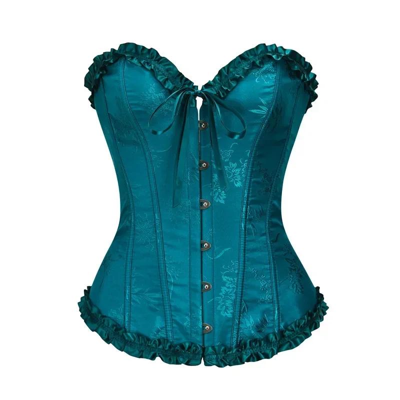 Corsetti e Bustier da Donna Top Moda Sexy Corselet Raso Overbust Broccato Vintage Taglie Forti