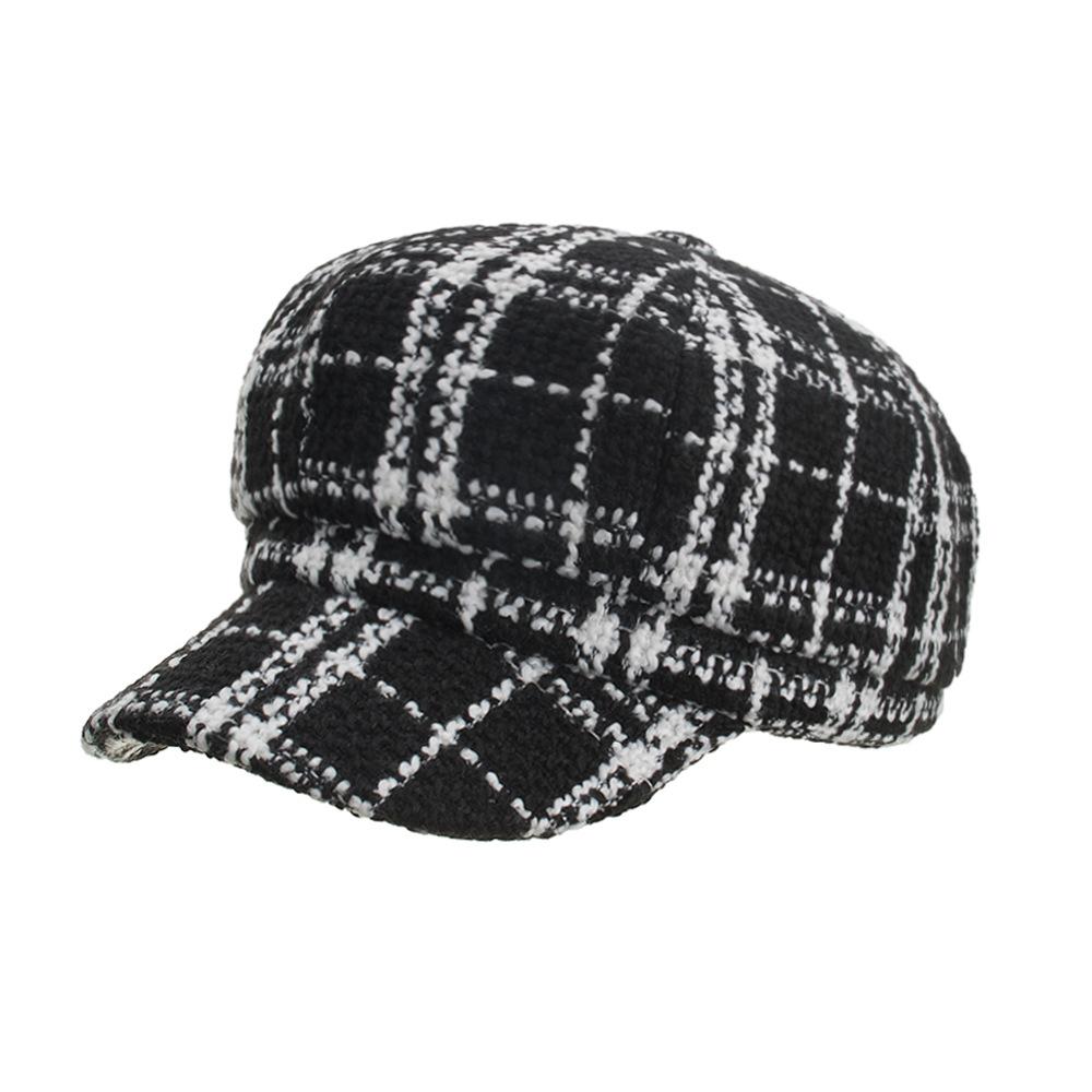 

Осенне-зимний новый женский берет в черно-белую клетку one size fits all чёрный