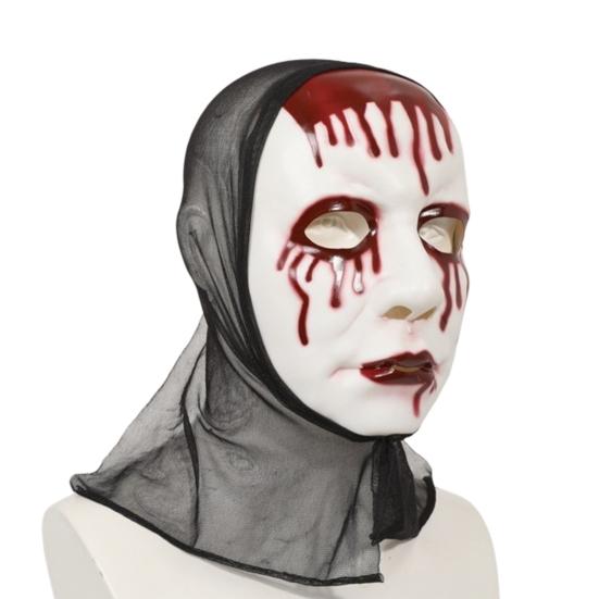 Scary Halloween Masque Realistic Horror Blood Masque Creepy White Cosplay Masque for Halloween Masquerade Party Costume Accessory