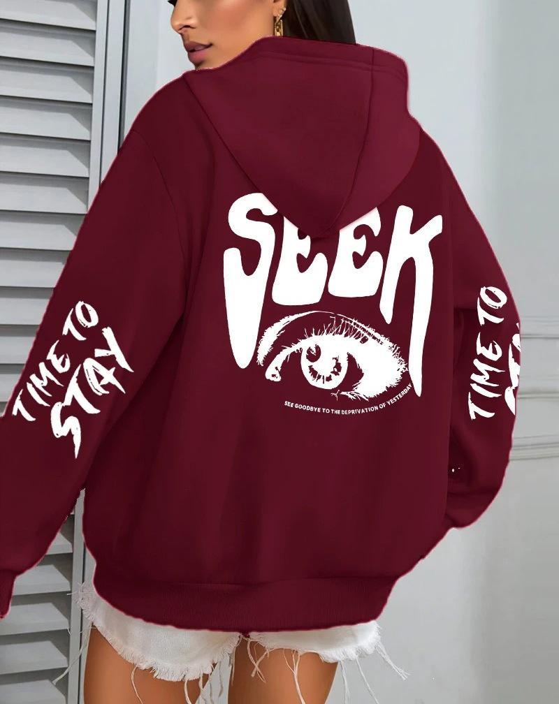 Women's Casual Autumn Fleece Hooded Sweatshirt with Pockets