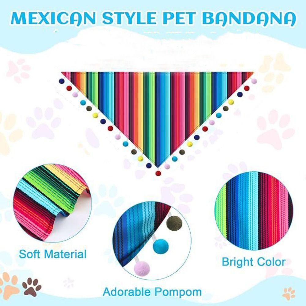 Adjustable Striped Pet Triangle Scarf Mexican Style Pet Neckerchief  Decorative Big White Goose