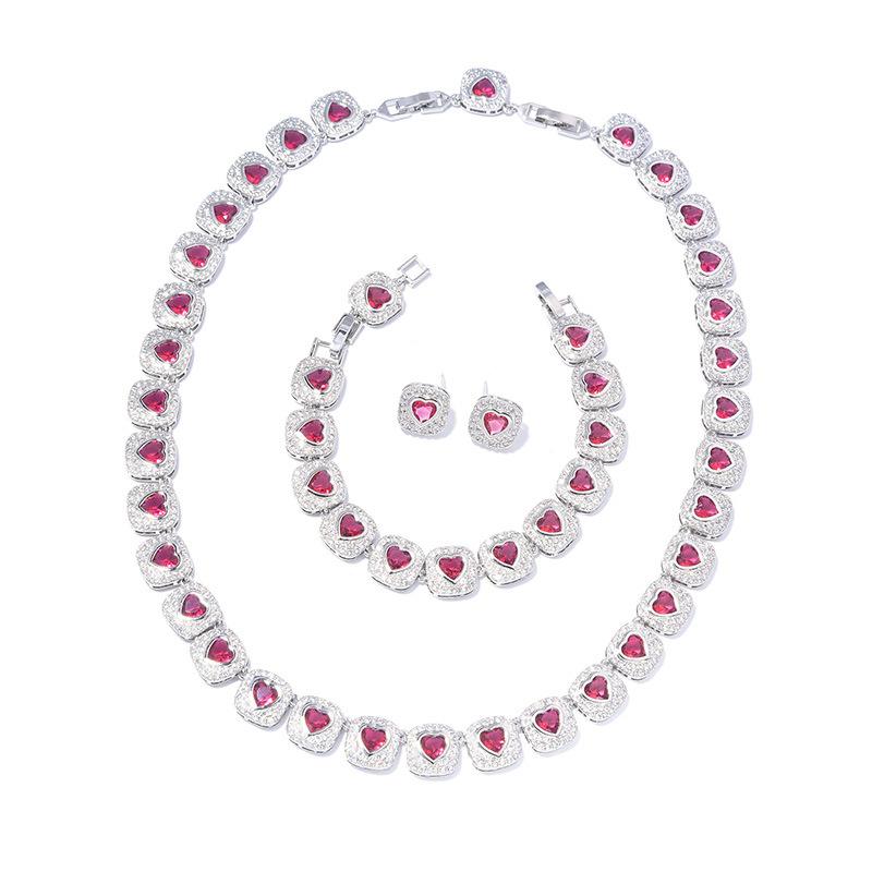 Europeisk och amerikansk ny halsbandstemperament smaragd halsband örhängen armband set klänning zirkon accessoarer