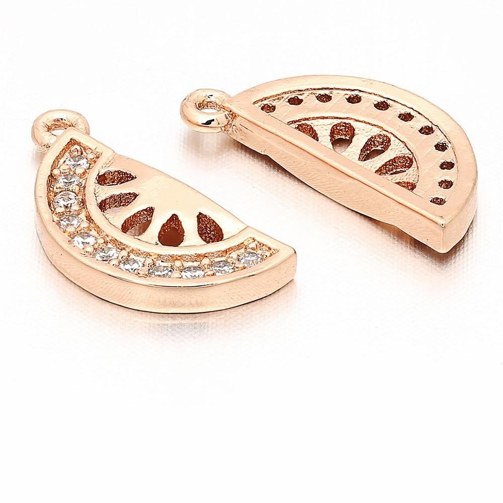 ZHUKOU Fruit Party Gold Plated Inlaid Zirconia Sweet And Cute Fruit Metal Pendant For DIY Jewellery Accessories 1 Pcs