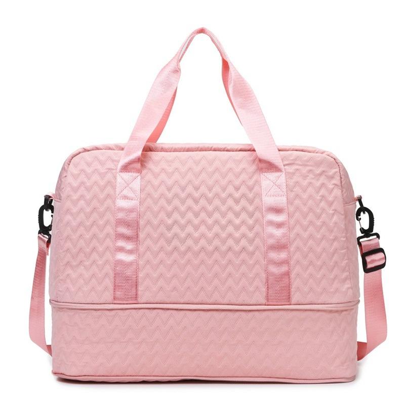 

Multifunctional Travel Bag Large Capacity Expandable Duffel Bag Wet and Dry Separation Sports Gym Bag Can Be Used To Pull Rod розовый