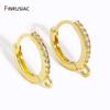14K/18K Gold Plated Brass Round Earring Hooks Clasps Fittings,Inlaid Zircon Earring Fixtures For DIY Earring Making Accessories