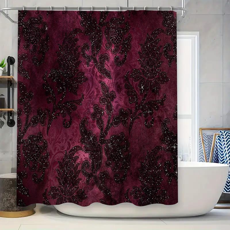 

Elegant Floral Shower Curtain Vintage Lace Pattern Bathroom Decor Waterproof Fabric Backdrop Modern Home Textile Artistic Design W60H190(CM)-1 Pcs