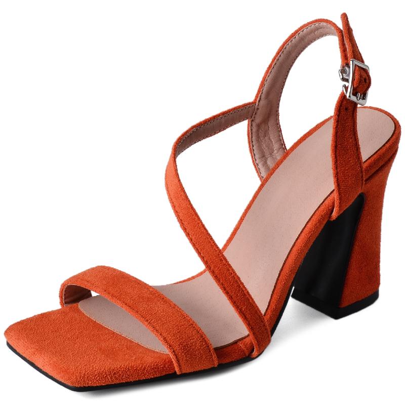 Fashion High Heels Sandals Women Summer Shoes Large Size Red Beige Heeled Flip Flops Ankle Straps Party Wedding Shoes Female