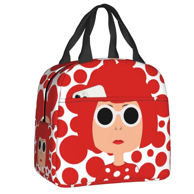 Custom Yayoi Kusama Self-Portrait Insulated Lunch Bags for Camping Travel Dot Leakproof Cooler Thermal Lunch Box Women Children
