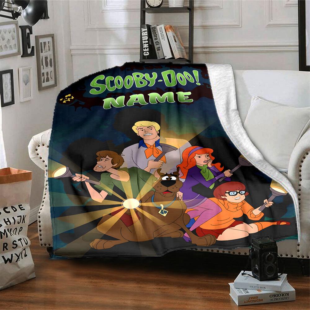 Scooby Doo Mystery Crew Adventure Lightweight Customizable Blanket Personalized Name Comfortable Suitable For Sofa Couch Office Bed Picnics Allseason
